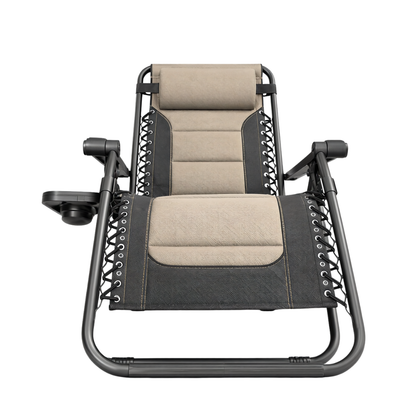 Foldable Patio Reclining Chair 400 lb Capacity with Cup Holder