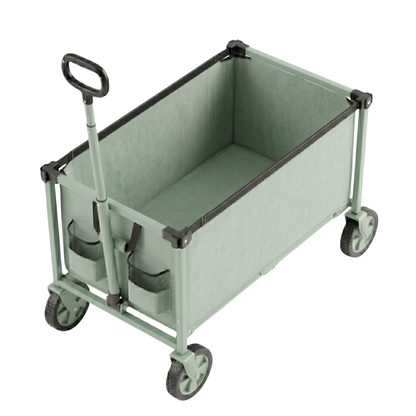Foldable Utility Wagon Cart with Telescopic Handle and Swivel Wheels