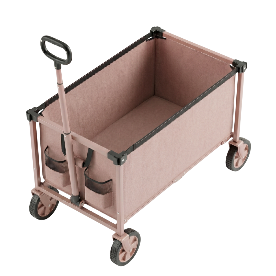 Foldable Utility Wagon Cart with Telescopic Handle and Swivel Wheels