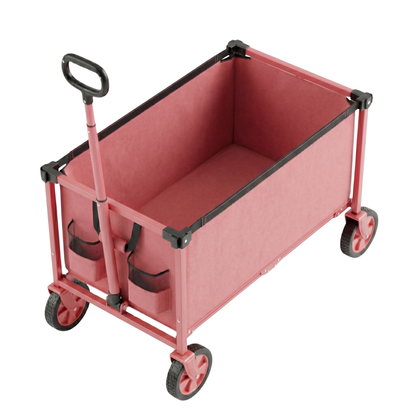 Foldable Utility Wagon Cart with Telescopic Handle and Swivel Wheels