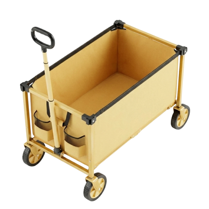 Foldable Utility Wagon Cart with Telescopic Handle and Swivel Wheels