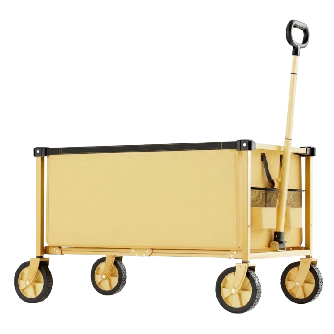 Foldable Utility Wagon Cart with Telescopic Handle and Swivel Wheels