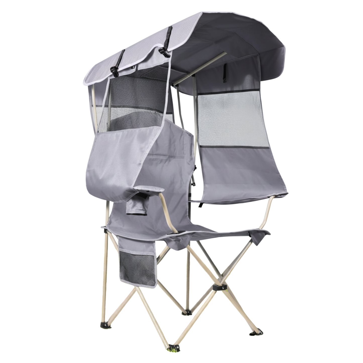Folding Camping Chair with Adjustable Canopy and Rear Shade Panel