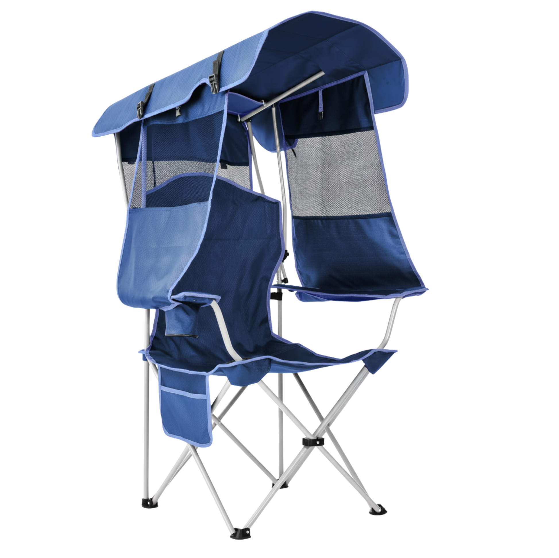 Folding Camping Chair with Adjustable Canopy and Rear Shade Panel
