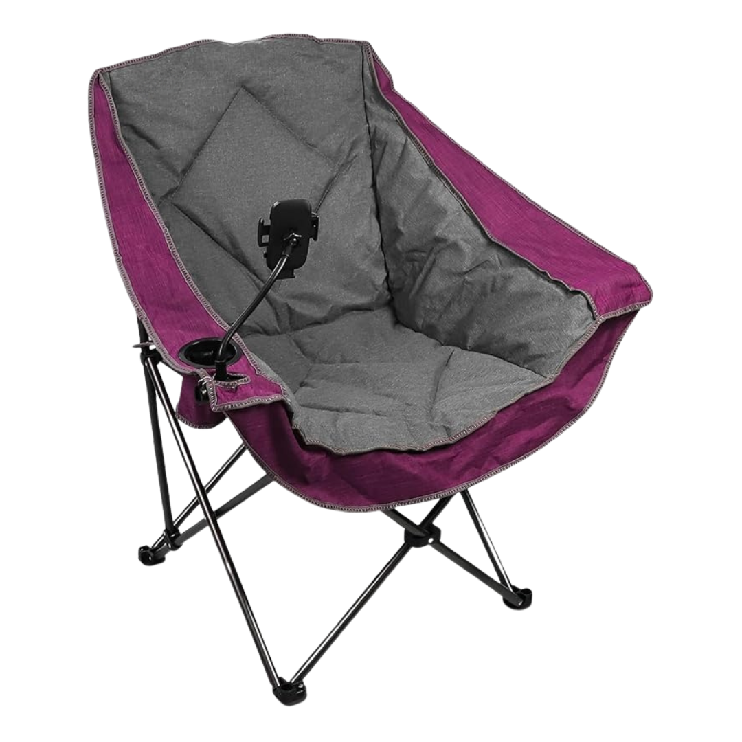 Folding Camping Chair with Cup Holder, Padded Oversized Seat