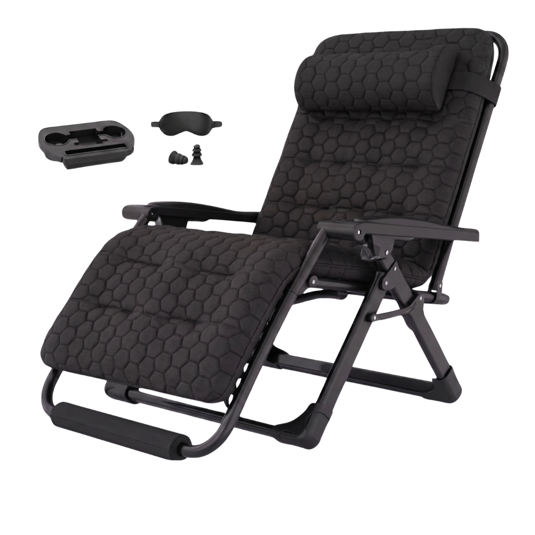 Folding Reclining Chair with Removable Cushion, Footrest and Tray