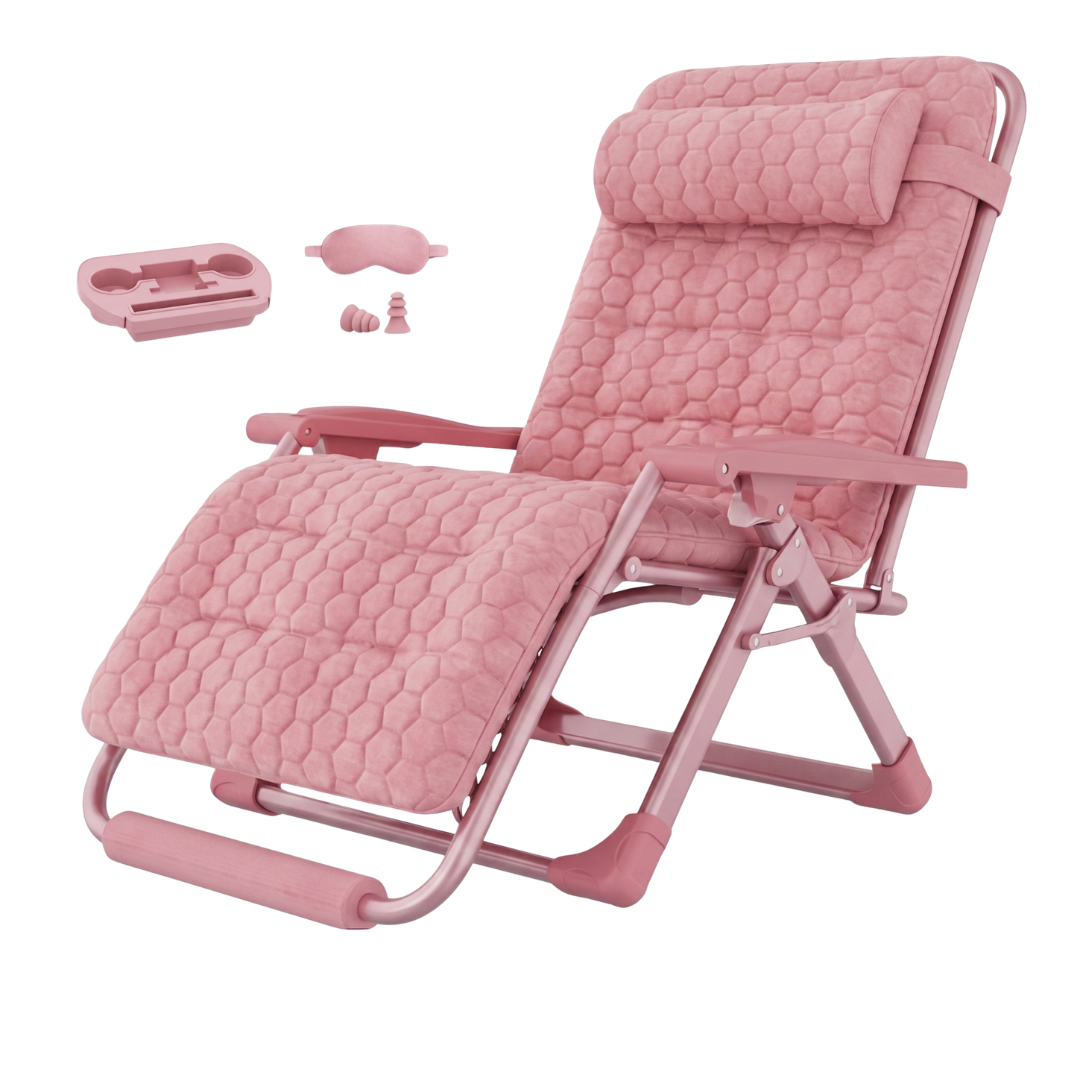 Folding Reclining Chair with Removable Cushion, Footrest and Tray