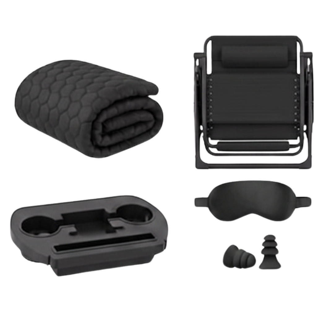 Folding Reclining Chair with Removable Cushion, Footrest and Tray