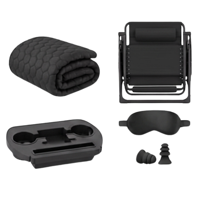 Folding Reclining Chair with Removable Cushion, Footrest and Tray
