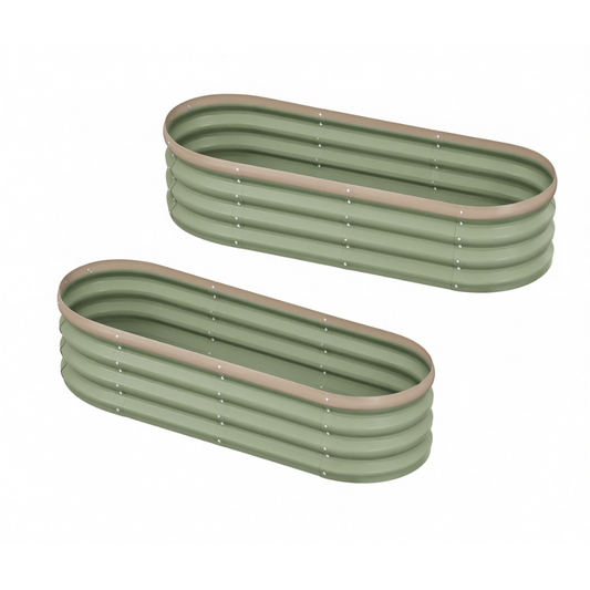 Galvanized Raised Garden Bed Kit 4 x 2 x 1 Ft Oval Planters 2 Pack