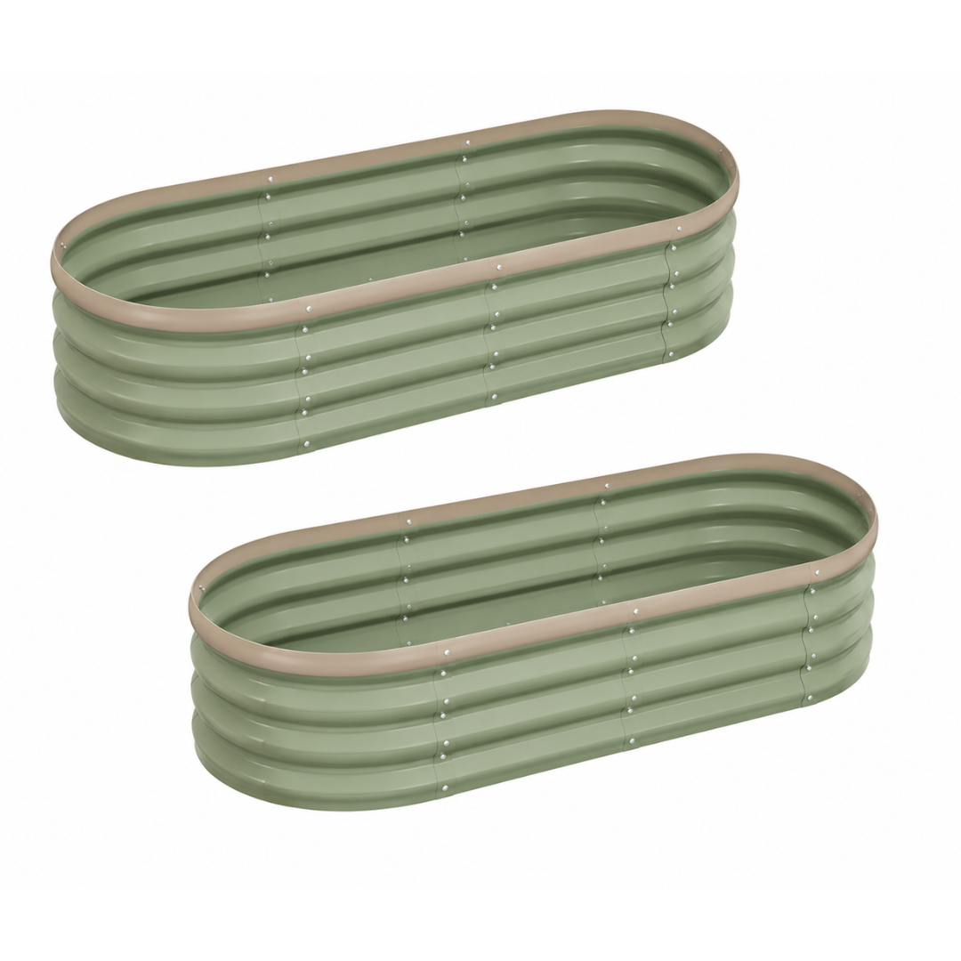 Galvanized Raised Garden Bed Kit 4 x 2 x 1 Ft Oval Planters 2 Pack
