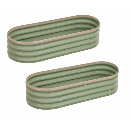 Galvanized Raised Garden Bed Kit 4 x 2 x 1 Ft Oval Planters 2 Pack