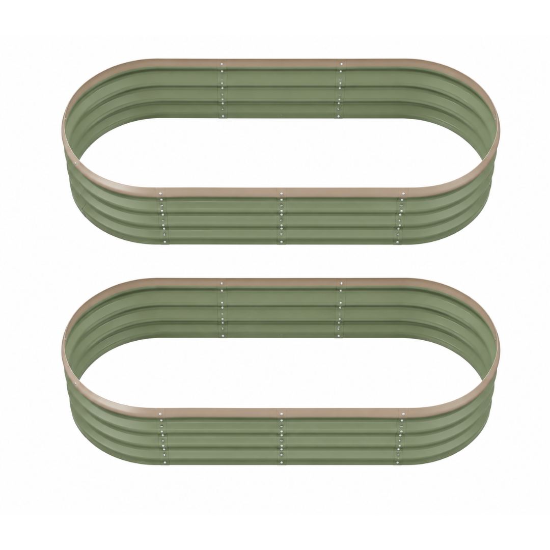 Galvanized Raised Garden Bed Kit 4 x 2 x 1 Ft Oval Planters 2 Pack