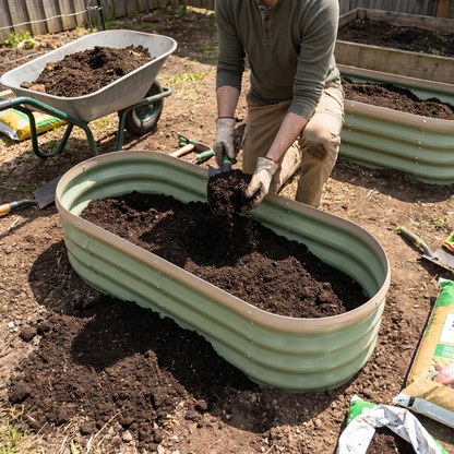 Galvanized Raised Garden Bed Kit 4 x 2 x 1 Ft Oval Planters 2 Pack