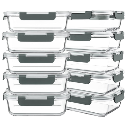 Glass Meal Prep Containers with Lids for Storage and Reheating