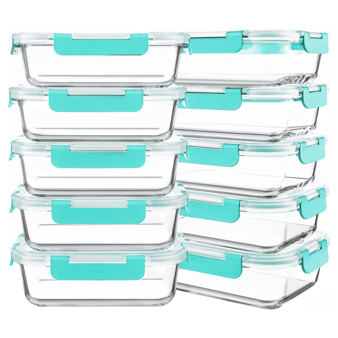 Glass Meal Prep Containers with Lids for Storage and Reheating