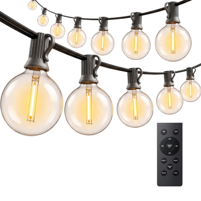 Globe-Style LED G40 Outdoor String Lights with Remote and Timer