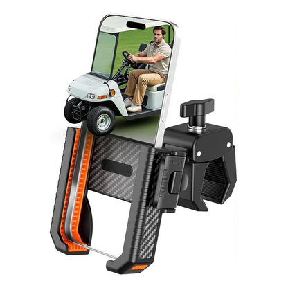 Golf Cart Phone Mount with Adjustable Clamp and 360° Rotation