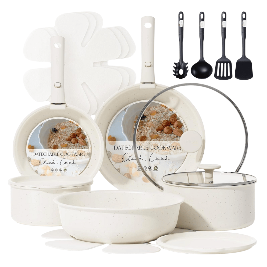Granite Nonstick 19-Piece Cookware Set with Detachable Handles