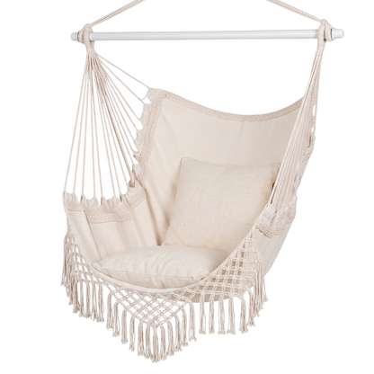 Hammock Chair Swing with Cushions, Side Pocket and Metal Bar