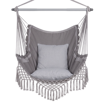 Hammock Chair Swing with Cushions, Side Pocket and Metal Bar