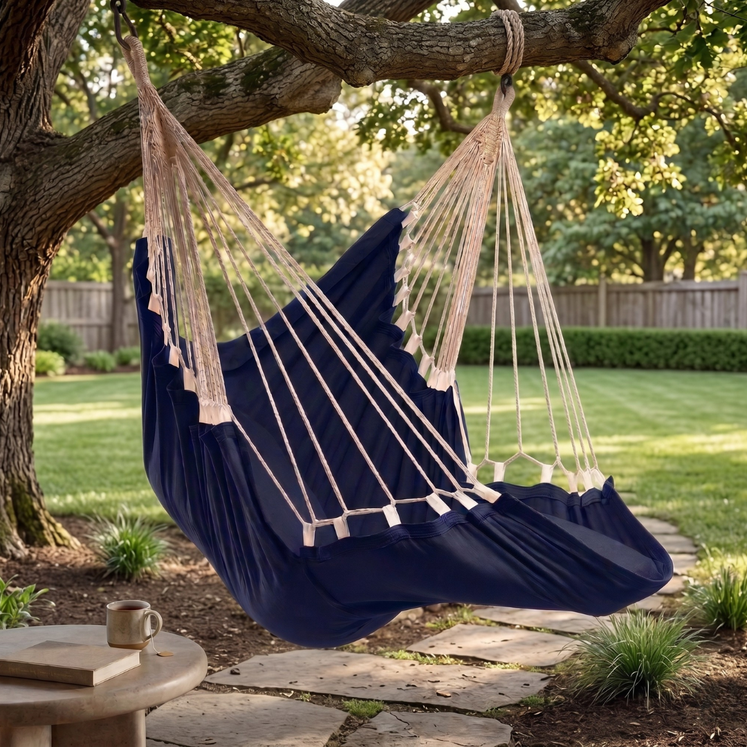 Hammock Swing Chair with Extended Leg Section, 440 lb Load Capacity