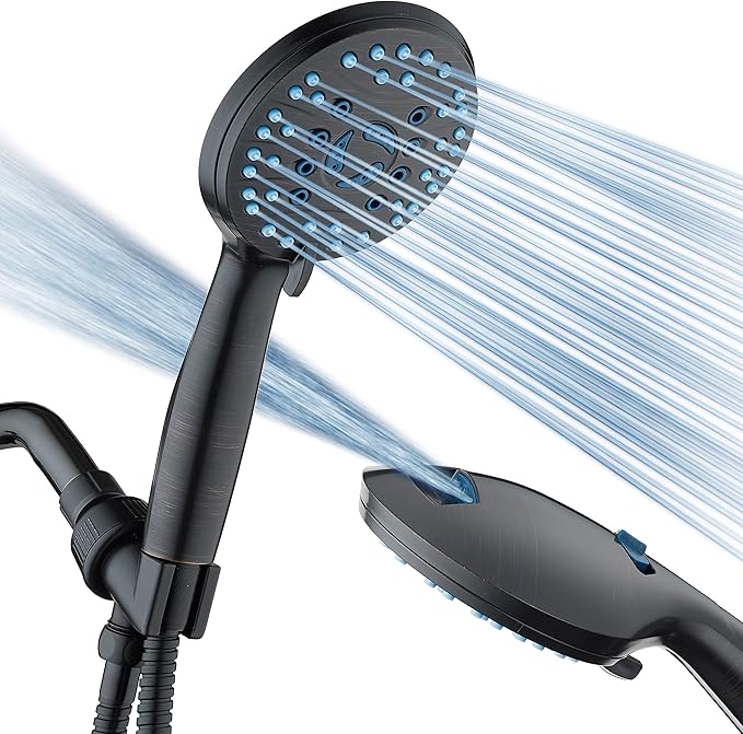 Handheld Shower Head with Adjustable Water Flow and Long Hose