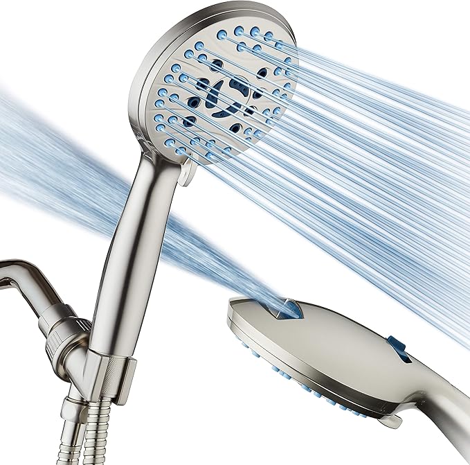 Handheld Shower Head with Adjustable Water Flow and Long Hose