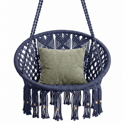 Handwoven Macrame Hammock Swing Chair with Hanging Hardware Kit