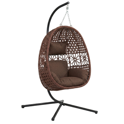 Hanging Egg Chair with Stand and Cushions for Patio & Garden