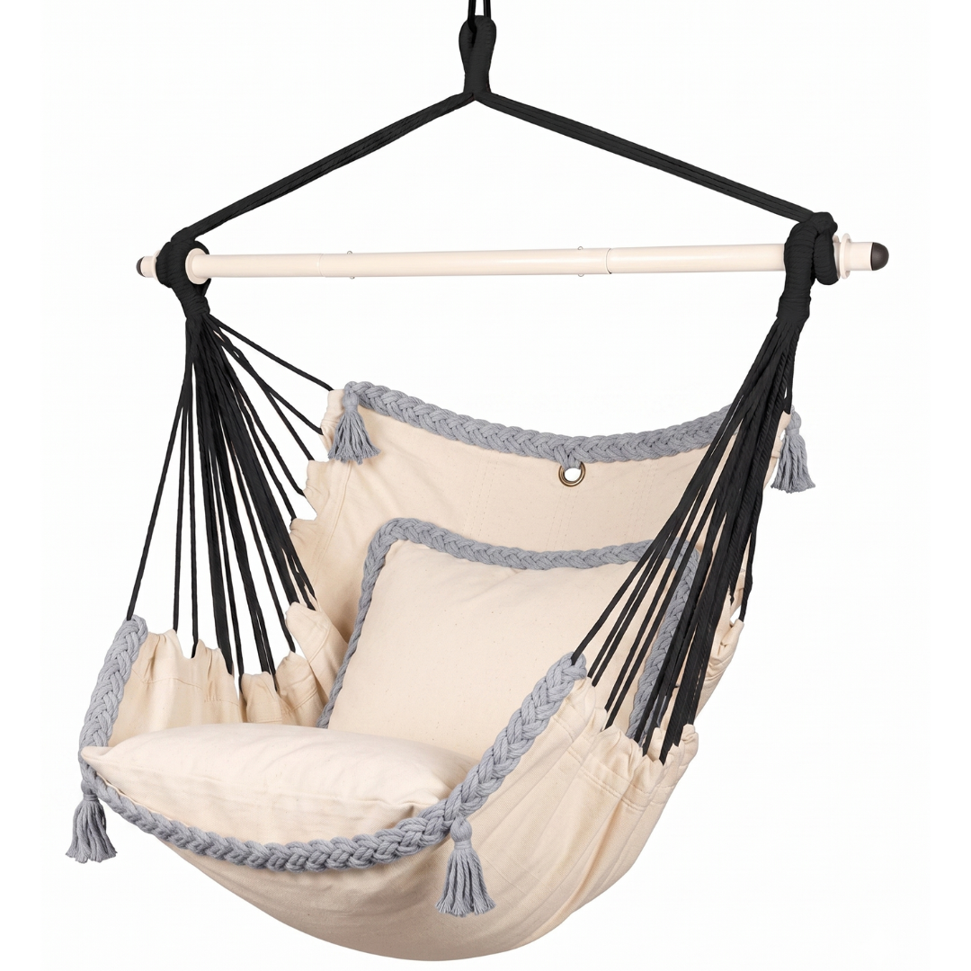 Hanging Hammock Chair Swing with Cushions for Patio and Garden