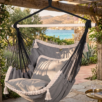 Hanging Hammock Chair Swing with Cushions for Patio and Garden