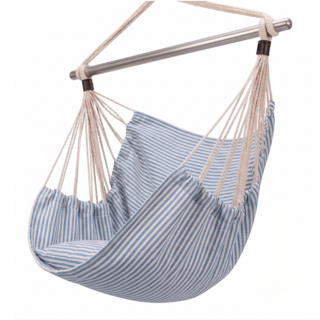 Hanging Hammock Chair Swing with Steel Bar and 500 lb Capacity