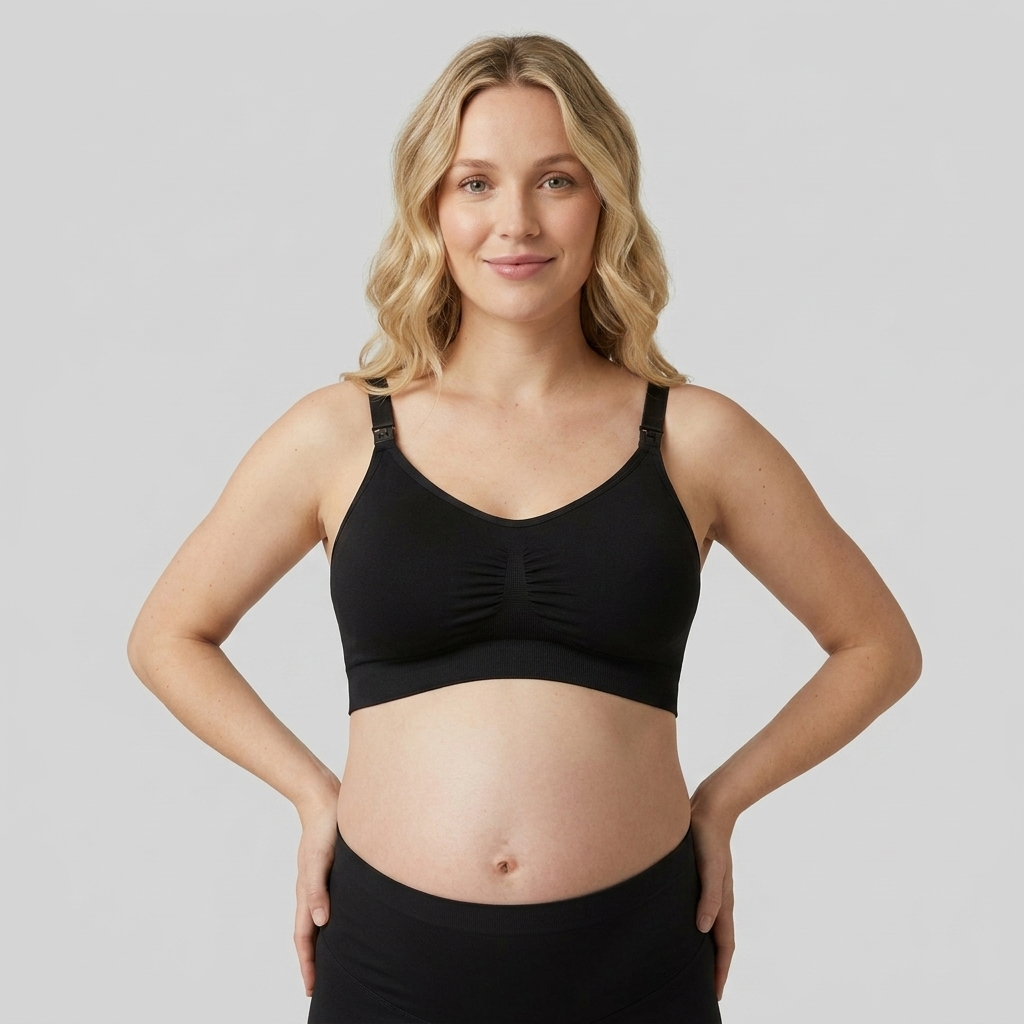 Halo Seamless Nursing Bra-Huggleo-Black-S