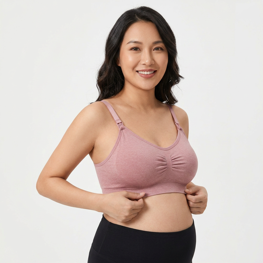 Halo Seamless Nursing Bra-Huggleo-Pink-S
