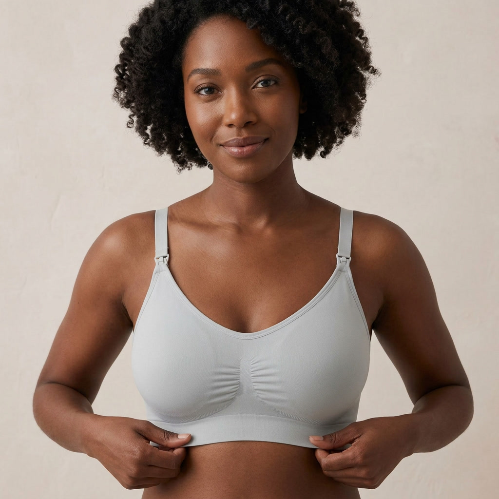 Halo Seamless Nursing Bra-Huggleo-Grey-S