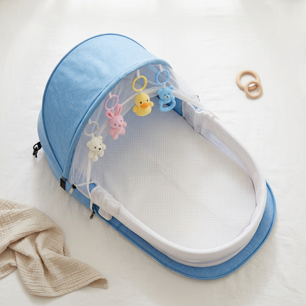 Cocoon portable baby support nest, blue, product photo