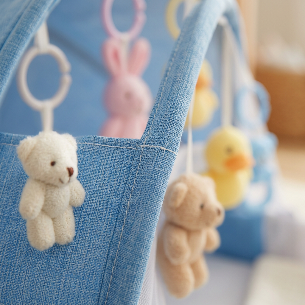 Cocoon baby support nest, blue, fabric detail