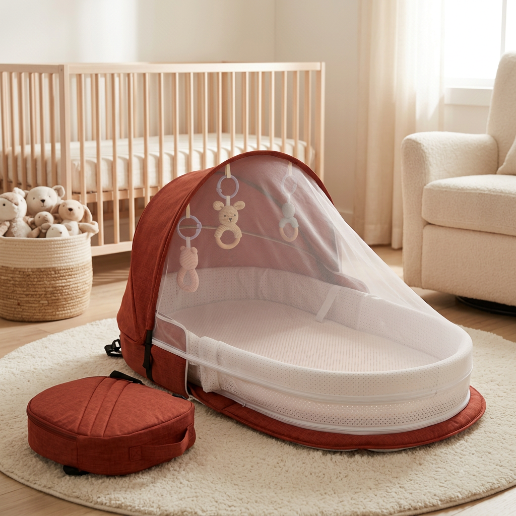Cocoon baby support nest, red, in nursery
