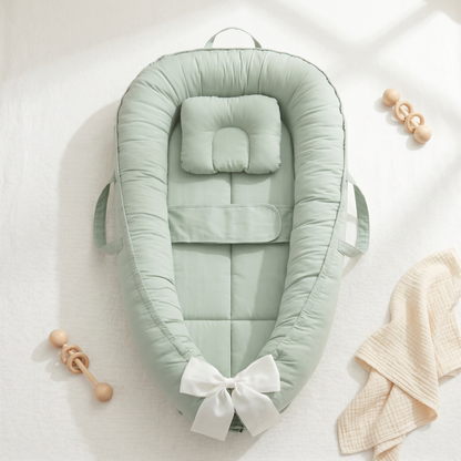 Halo winged baby nest, mint green, product photo