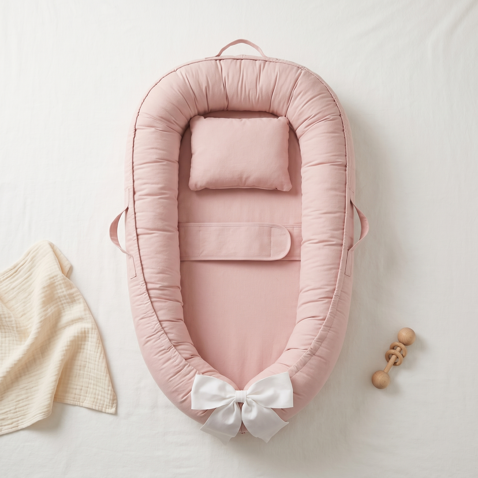Halo winged baby nest, pink, product photo