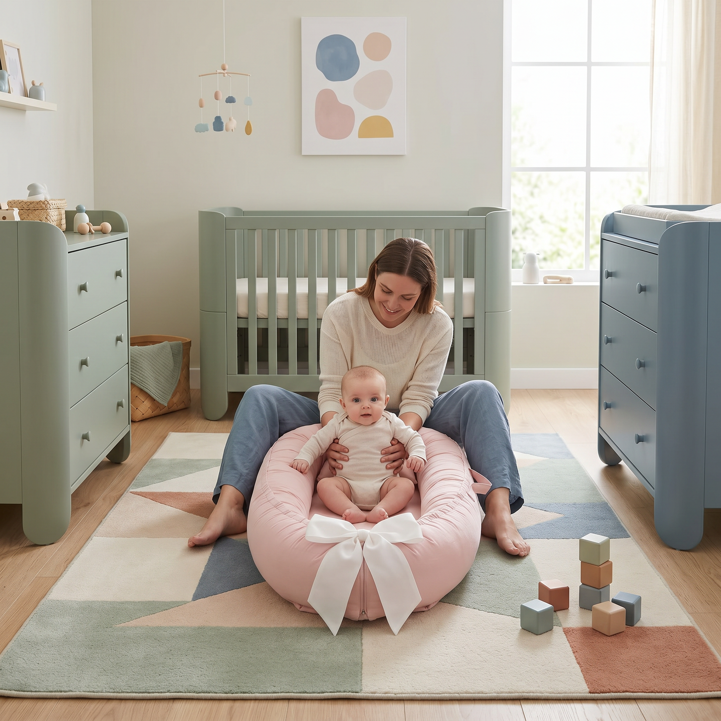 Halo winged baby nest, nursery lifestyle