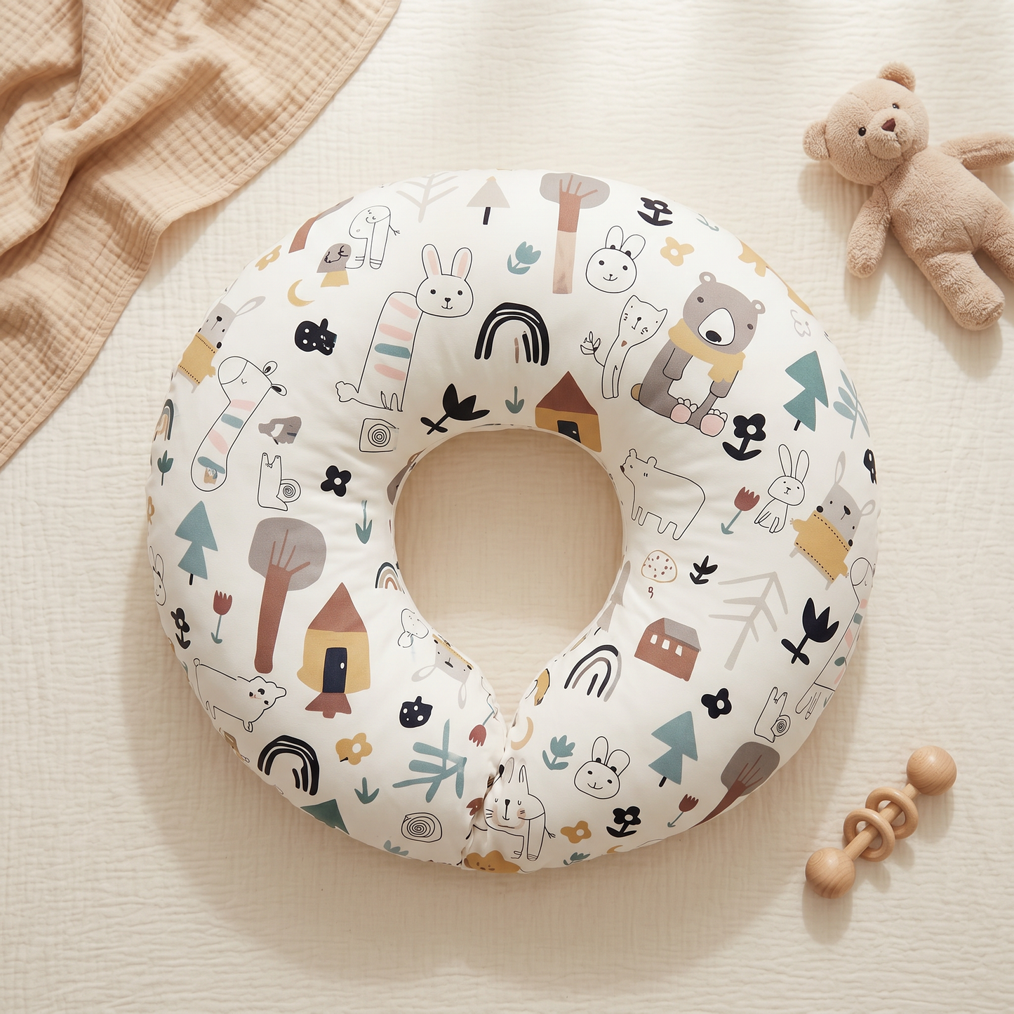 Cloud slope support cushion, forest friends, product photo
