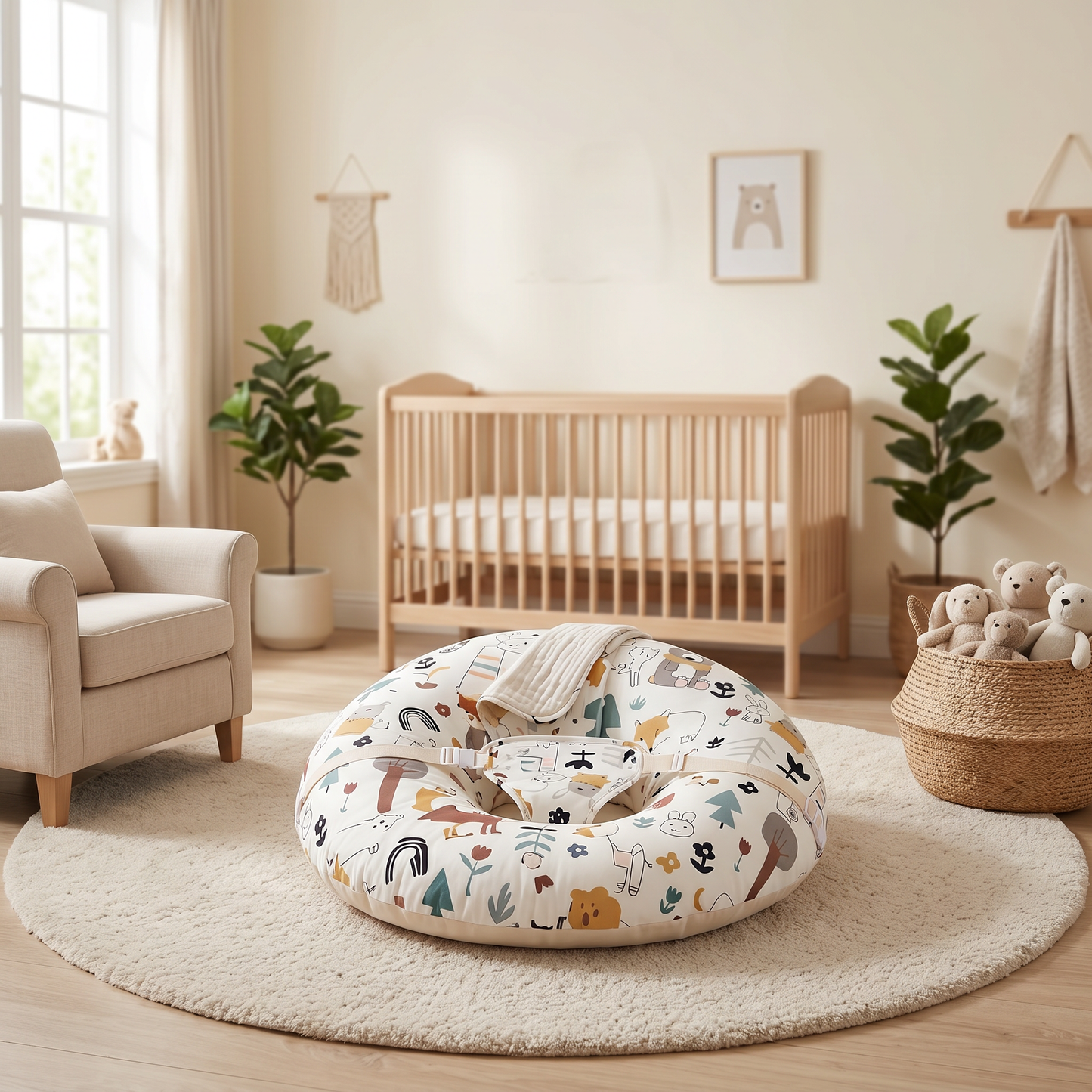 Cloud slope support cushion, forest friends, in nursery