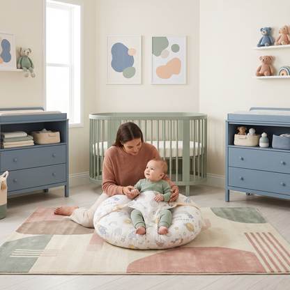 Cloud slope support cushion, nursery lifestyle