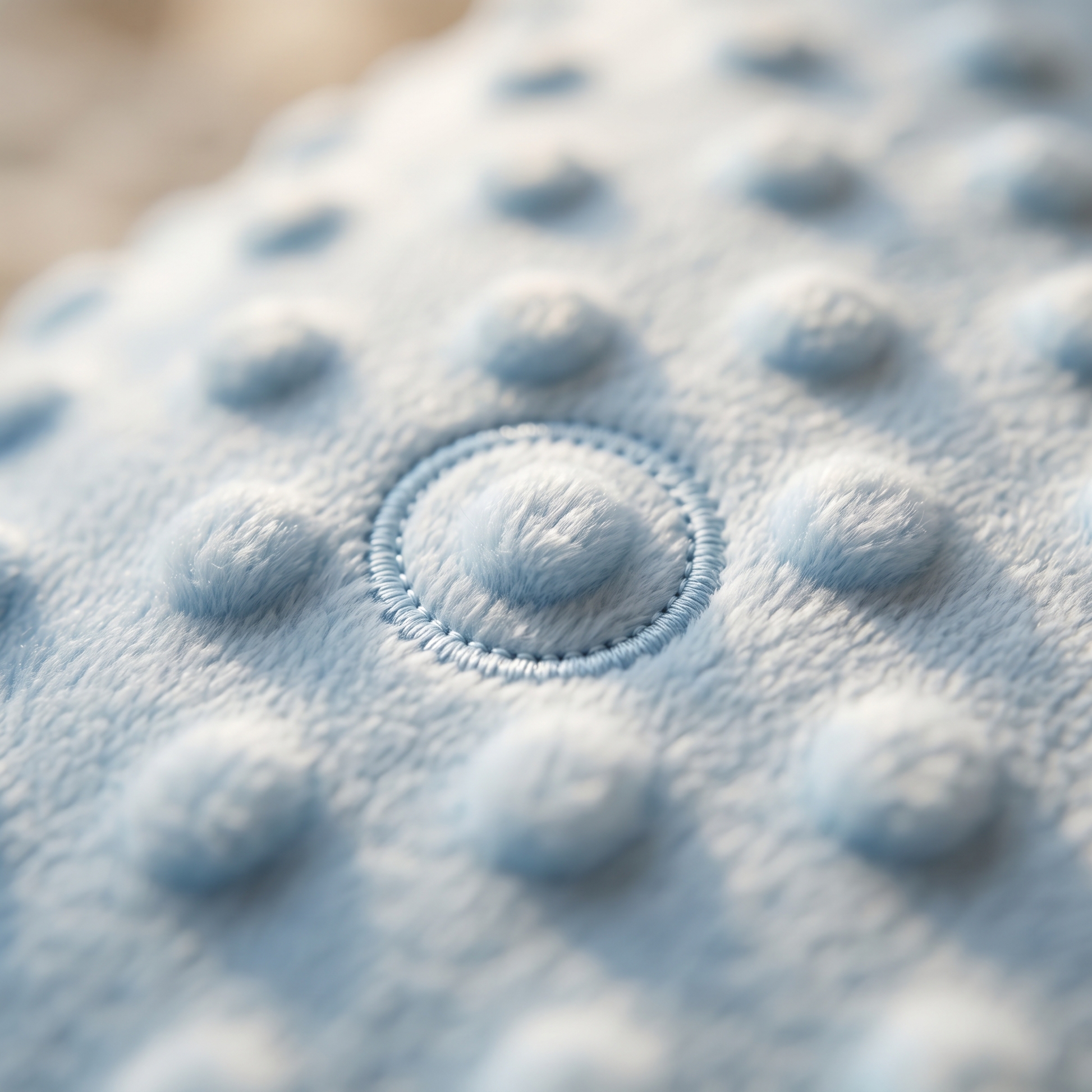 Hush baby lounger, blue, fabric detail