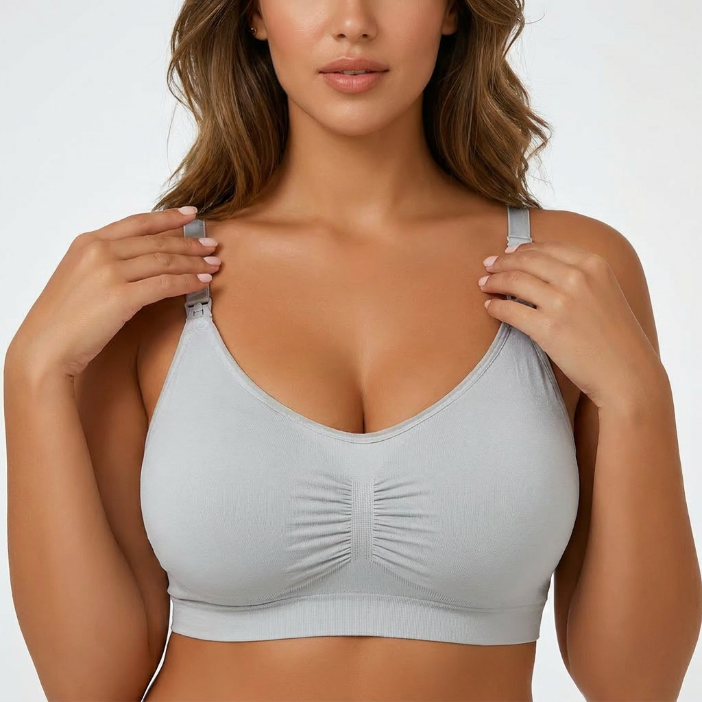 Cloud Wireless Nursing Bra in grey, front