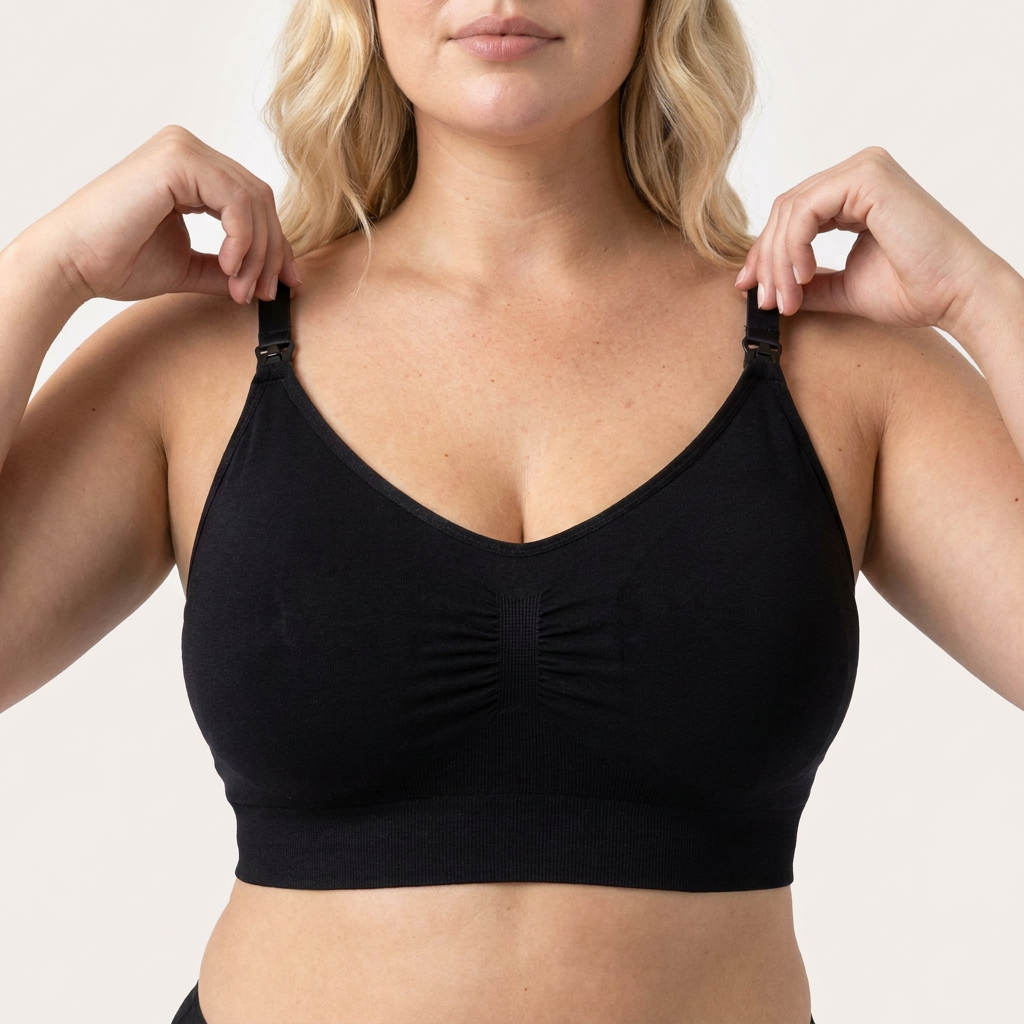 Cloud Wireless Nursing Bra in black, front