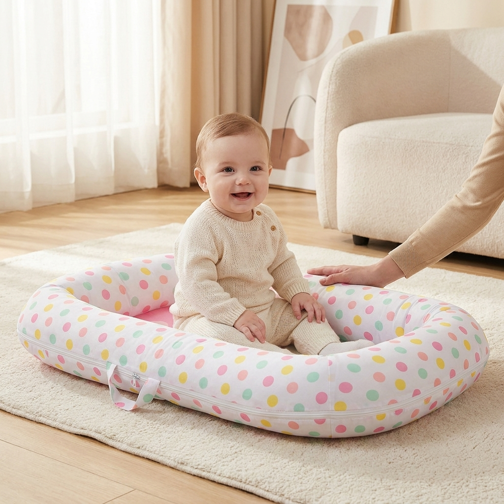 Nestle Newborn Support Cushion – baby with parent hand