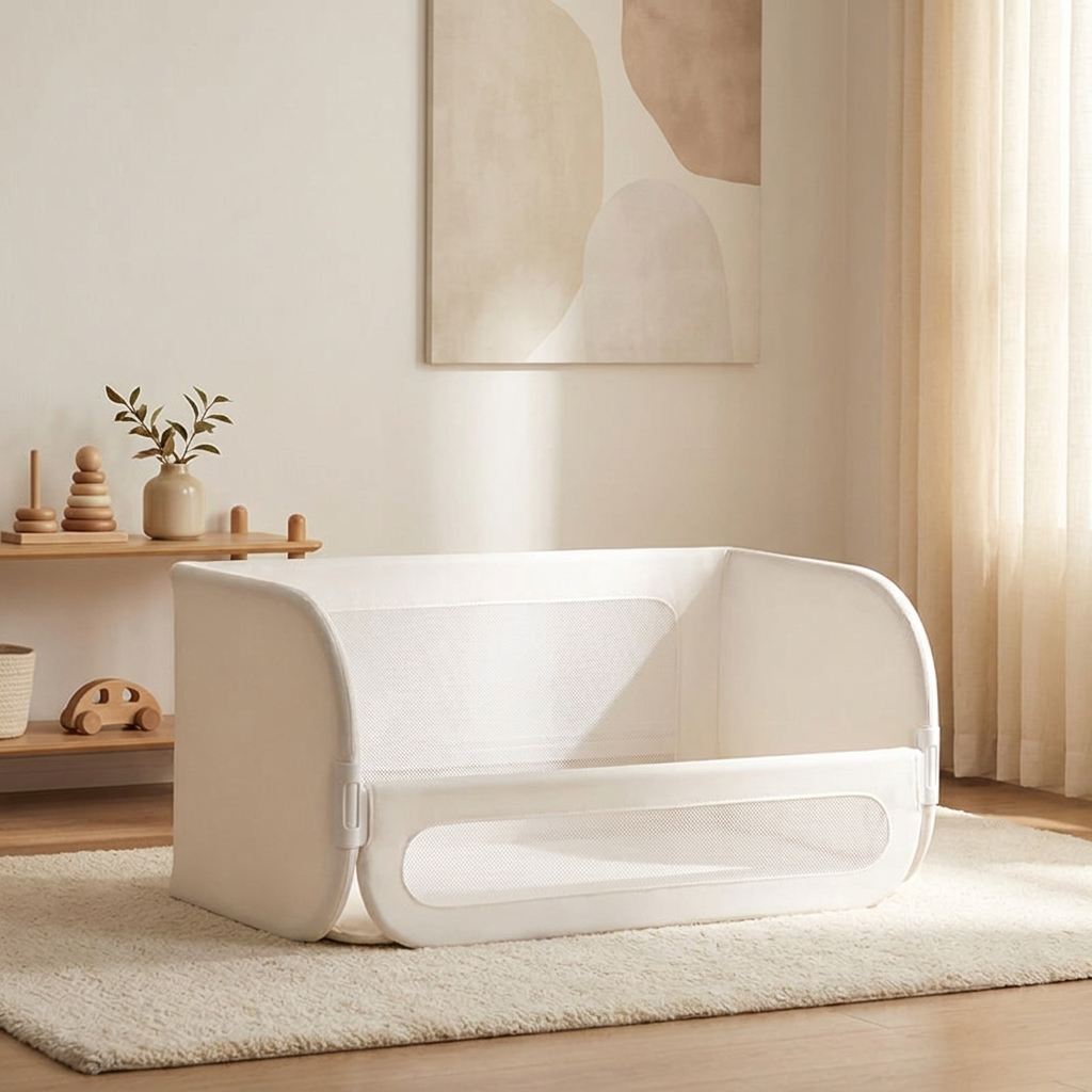 Haven Toddler Bed Guard Rail – soft nursery scene